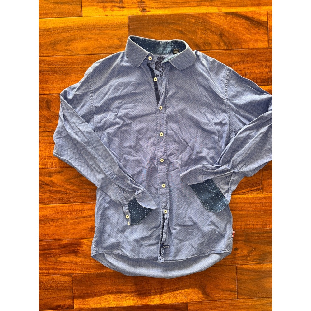 English Laundry Mens Blue Dot‎ Print Dress Shirt Button Down Collar 15 1/2 34 35